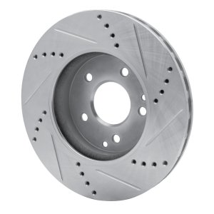 Mercedes-Benz C240 Brake Rotor (1) - Front Left - R1 Concepts - Drilled & Slotted - Silver - `96-`15